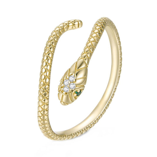 Inel reglabil din Argint Gold Diamond Snake