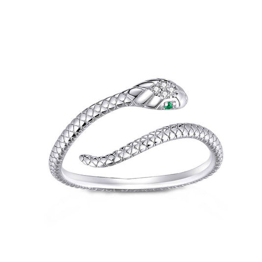 Inel reglabil din Argint Silver Diamond Snake