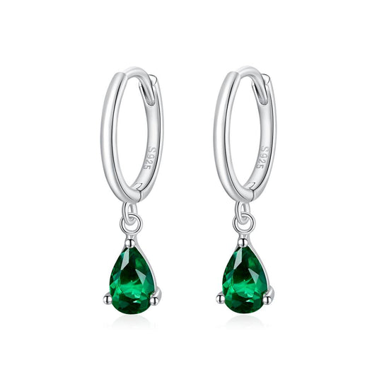 Cercei din Argint Green Waterdrop