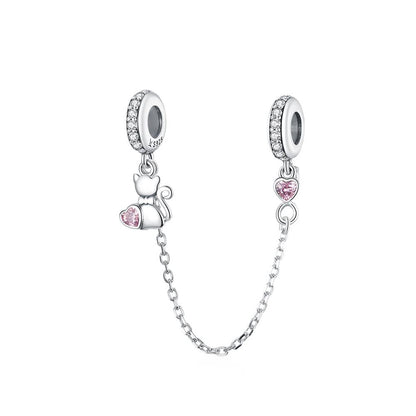 Talisman din Argint Lovely Kitty cu Lantisor de Siguranta