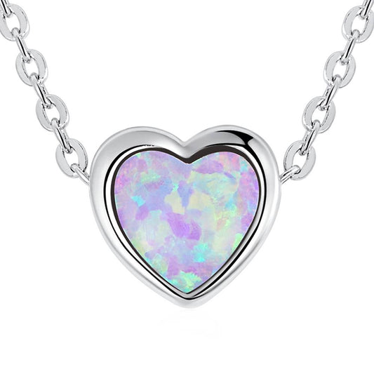 Colier din Argint Opal Heart