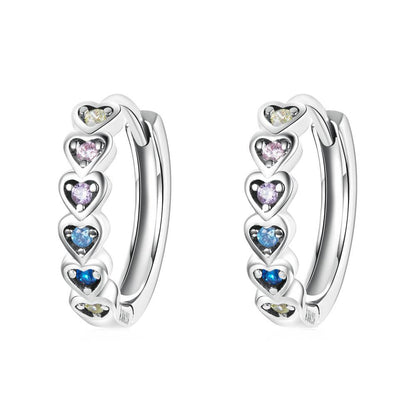 Cercei din Argint Rainbow Little Hearts