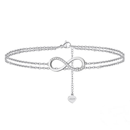 Bratara dubla de picior din Argint Round Infinite