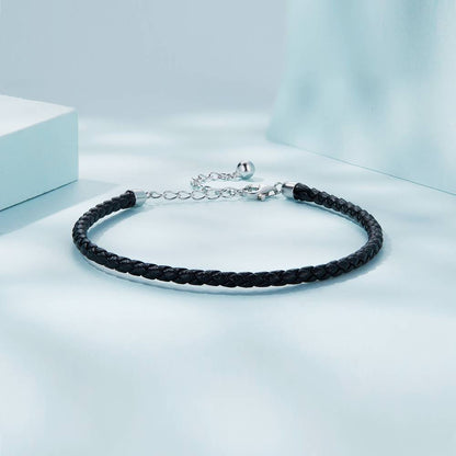 Bratara din Argint cu Piele naturala Girly Black