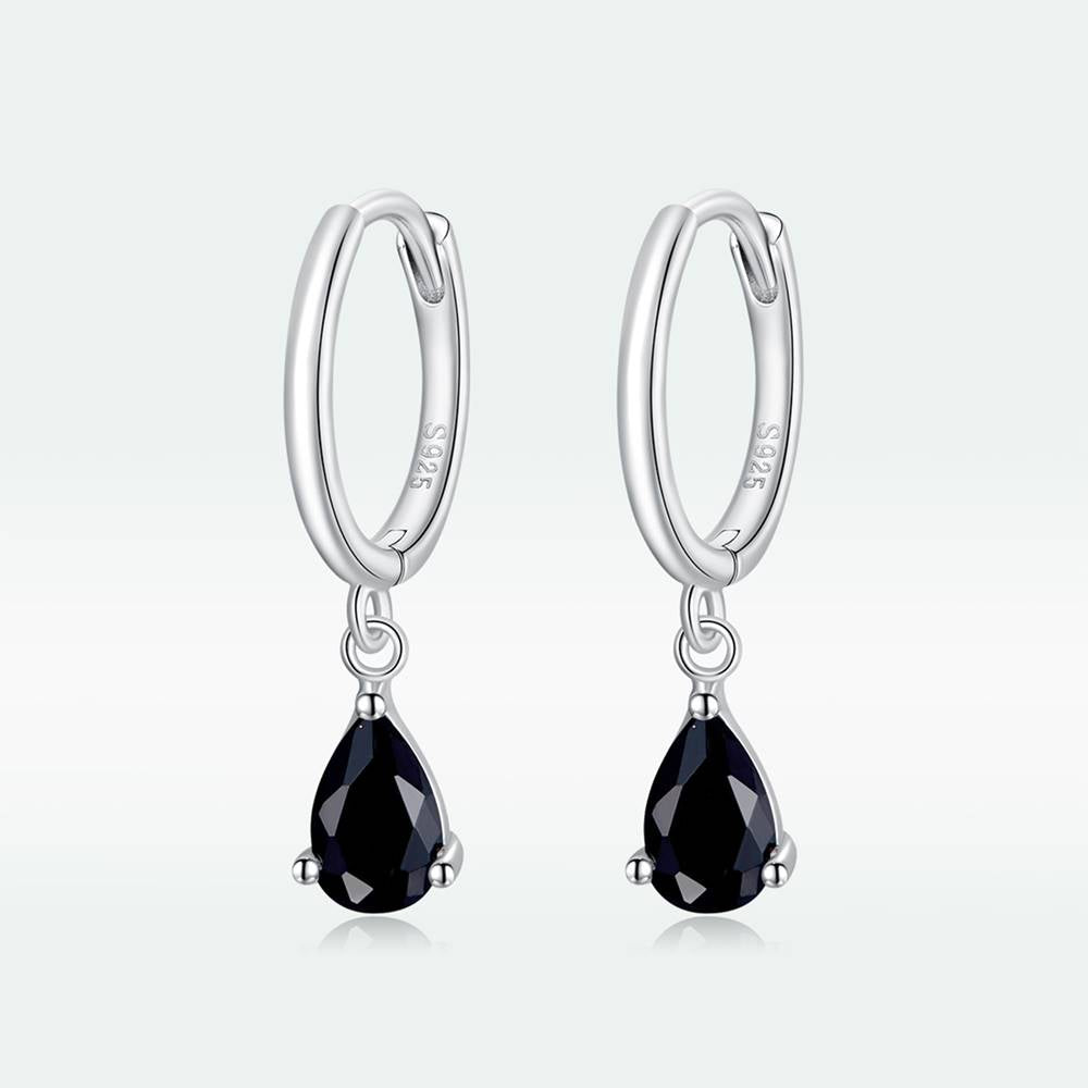 Cercei din Argint Black Waterdrop