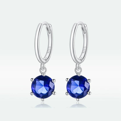 Cercei din Argint Blue Round Zircon