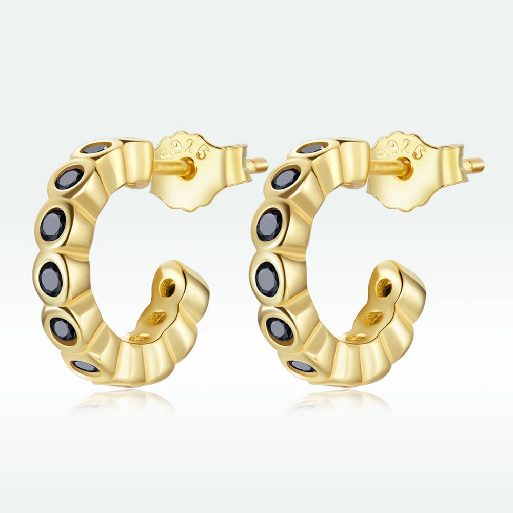 Cercei din Argint Gold Fancy Hoops