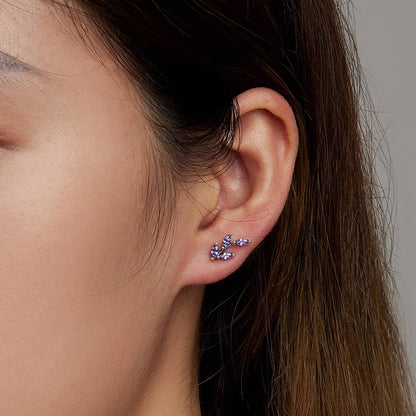 Cercei din Argint Purple Flower