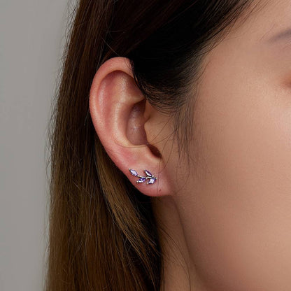 Cercei din Argint Purple Flower