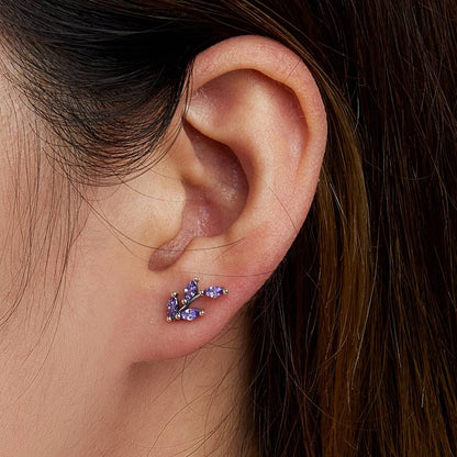 Cercei din Argint Purple Flower