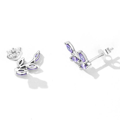 Cercei din Argint Purple Flower