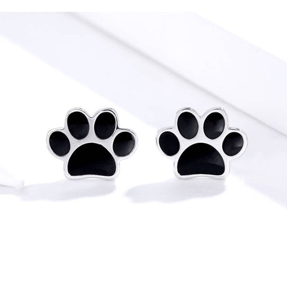 Cercei din Argint Black Pet Paws