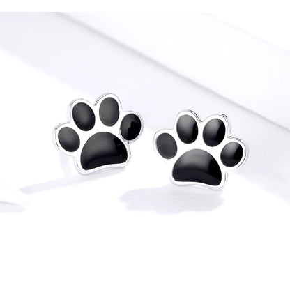 Cercei din Argint Black Pet Paws