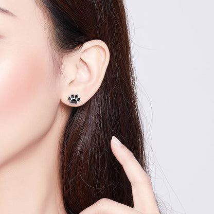 Cercei din Argint Black Pet Paws