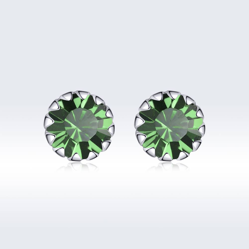 Cercei din Argint Simple Green Diamond