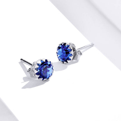 Cercei din Argint Simple Blue Diamond