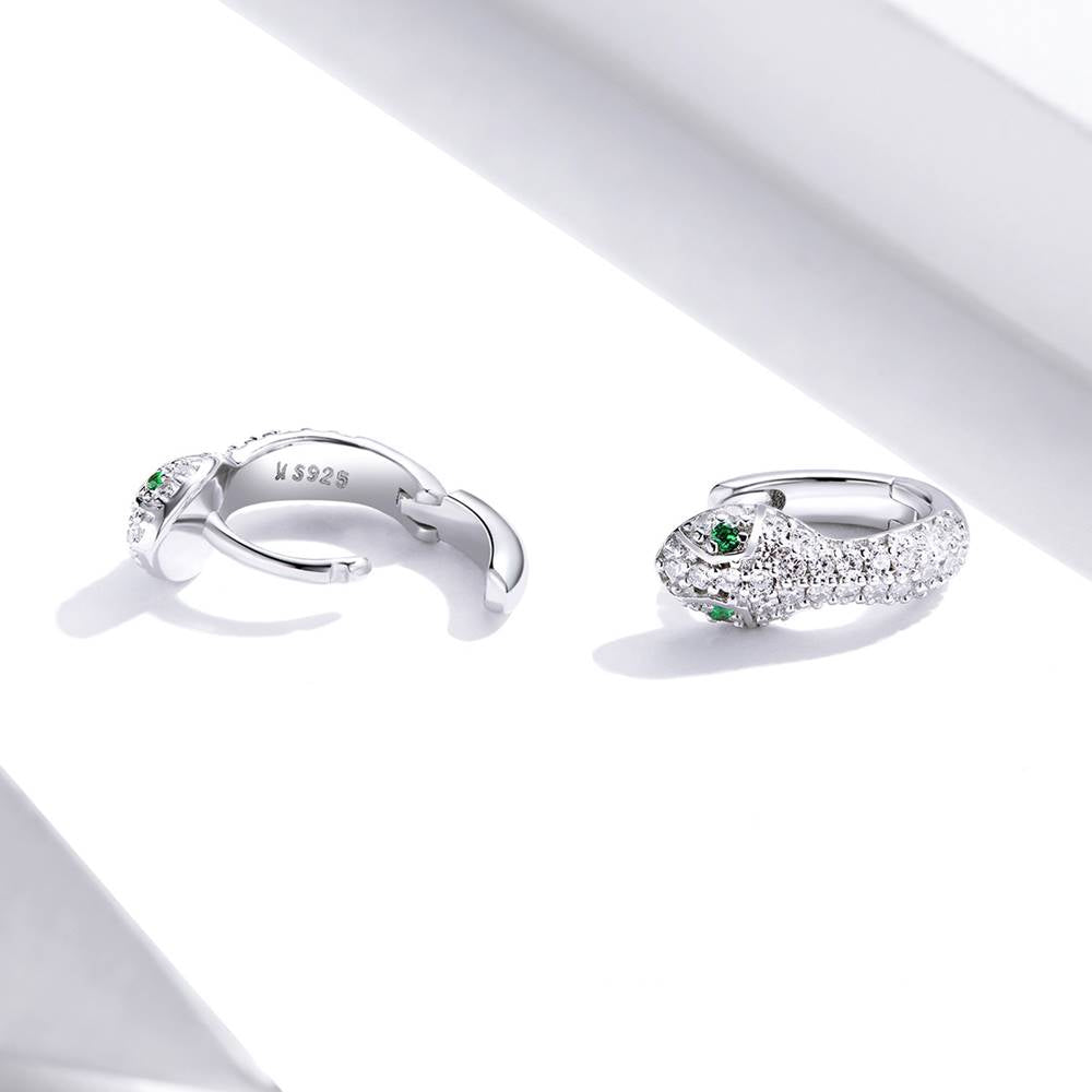 Cercei din Argint Snake Green Diamonds