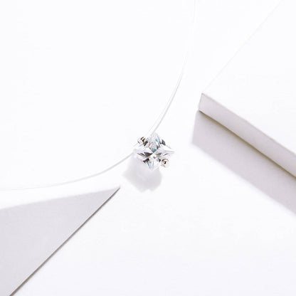 Colier cu fir transparent Square Invisible Line