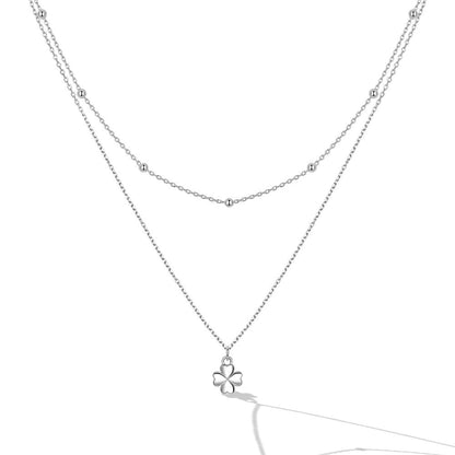 Colier dublu din Argint Clover Double Layer