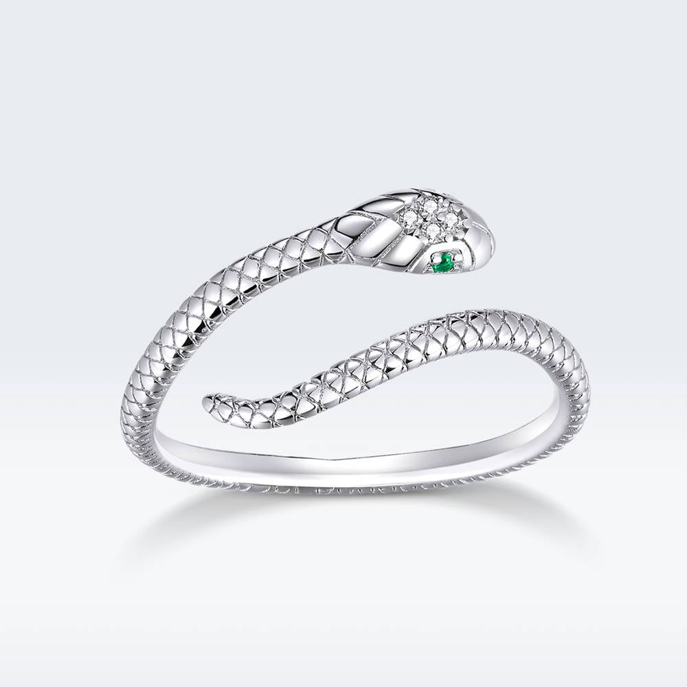 Inel reglabil din Argint Silver Diamond Snake