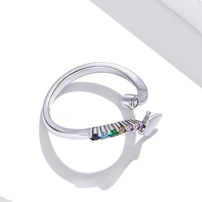 Inel reglabil din Argint Rainbow Butterfly