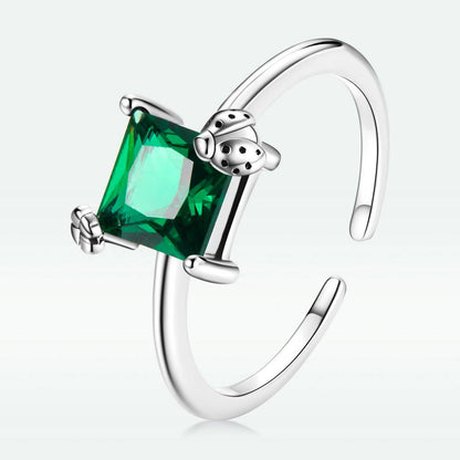 Inel reglabil din Argint Ladybug