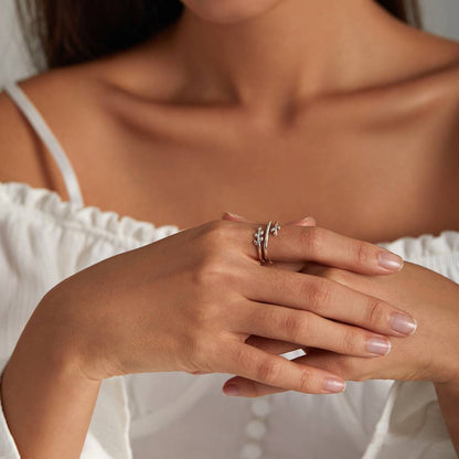 Inel reglabil din Argint Leaf Multi Circle