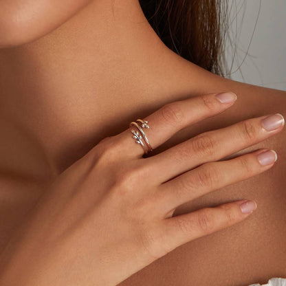 Inel reglabil din Argint Leaf Multi Circle