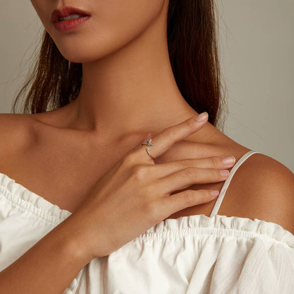 Inel reglabil din Argint Open Butterfly