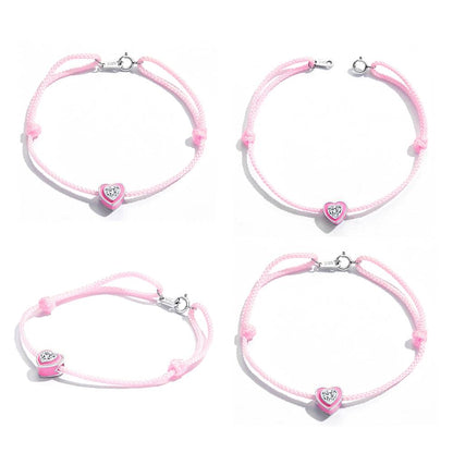 Bratara snur de picior din Argint Pink Love