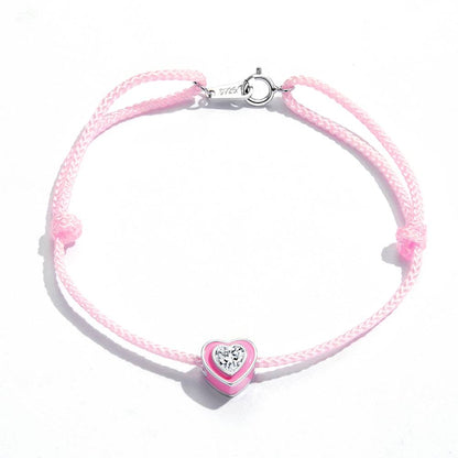 Bratara snur de picior din Argint Pink Love