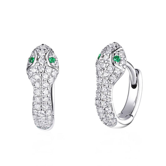 Cercei din Argint Snake Green Diamonds