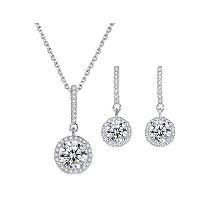 Set din Argint Round Moissanite